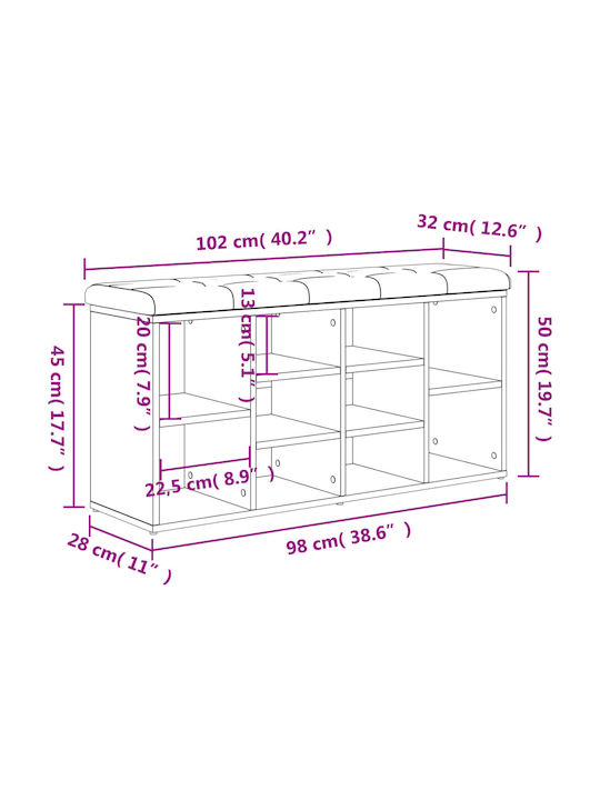 Mobilier de Intrare cu Dulap pentru Pantofi & Bancă Brown Oak 102x32x50cm