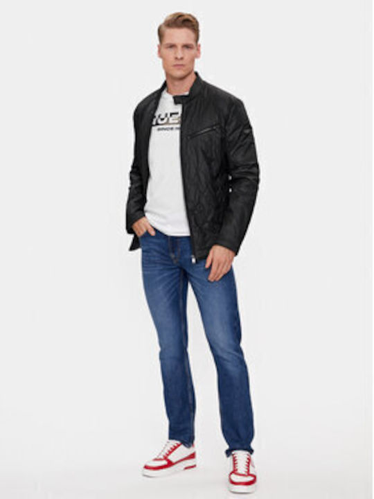 Guess Men's Winter Leather Jacket Black