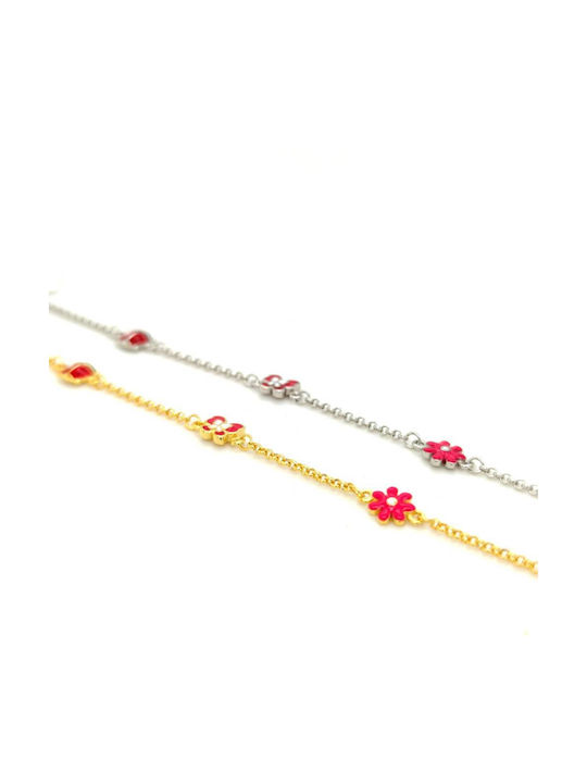 Drandakis Kids Bracelet Chain from Gold-plated Silver with Flower & Butterfly