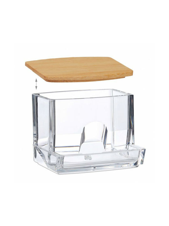 Relaxdays Tabletop Cotton Holder Acrylic Light Brown