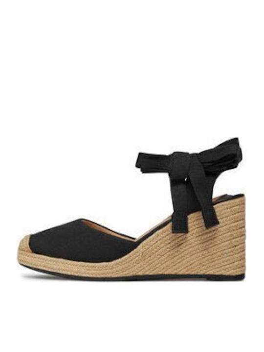 Platforme dama în stil espadrile Negre