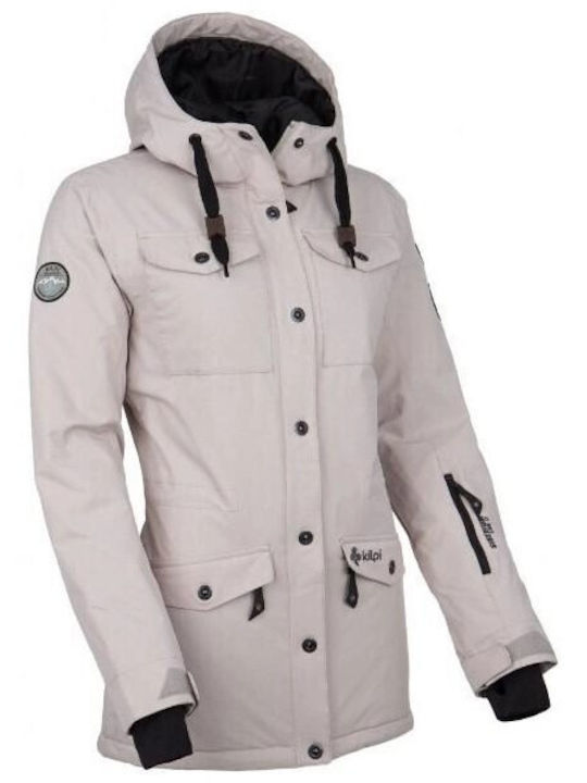 Kilpi Jacket Women's Long Puffer Jacket for Winter with Hood Grey.