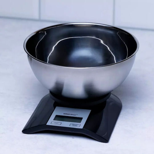 KING Hoff Ψηφιακή Ζυγαριά Κουζίνας με Κάδο έως 5kg Μαύρη