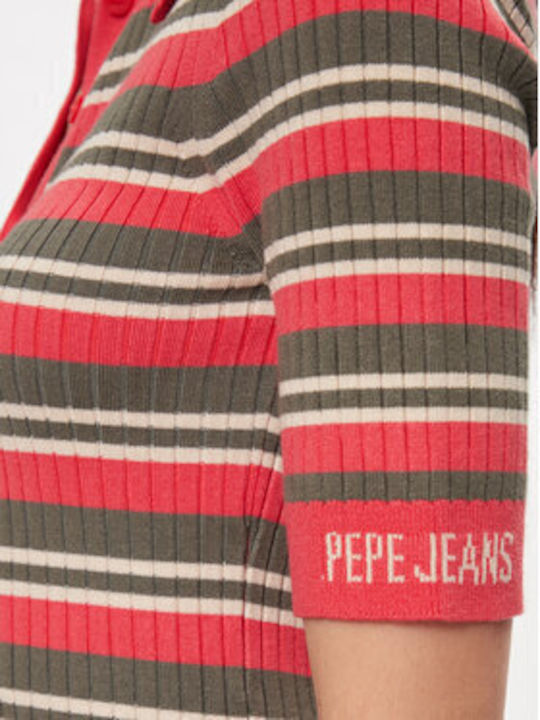 Pepe Jeans Rochii de vară pentru femei Midi Rochie Red