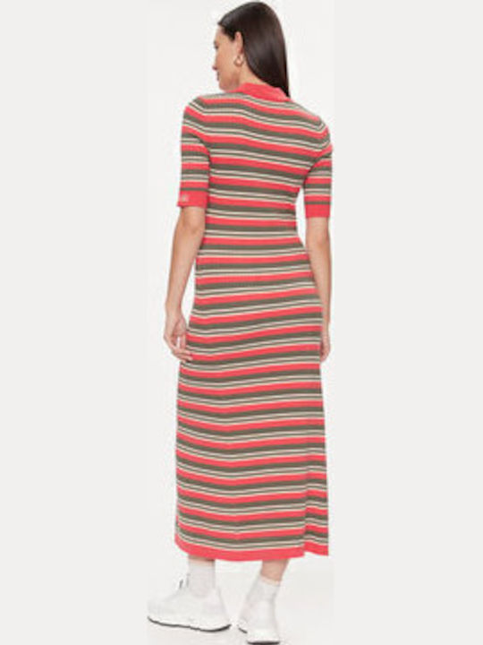 Summer Midi Knitted Dress Red