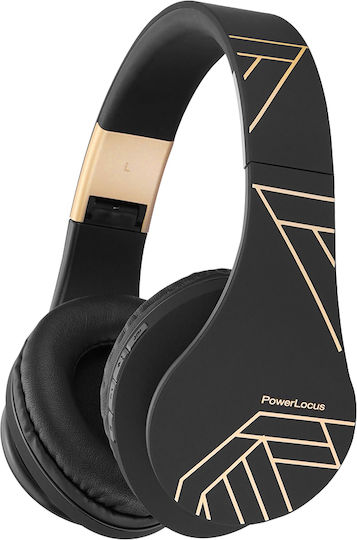 PowerLocus P2 Wireless / Wired Over Ear Headphones with Radio with 20 Hours Playing Time Black Gold