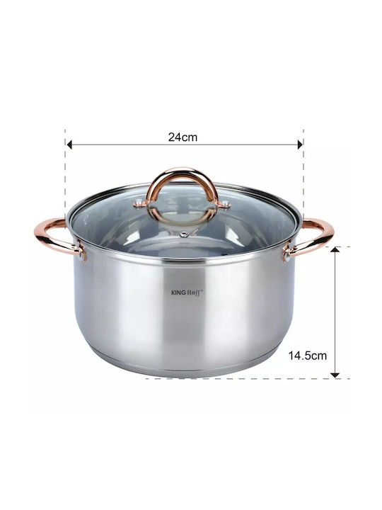 KING Hoff Pots Set of Stainless Steel with No Coating Inox / Copper 8pcs