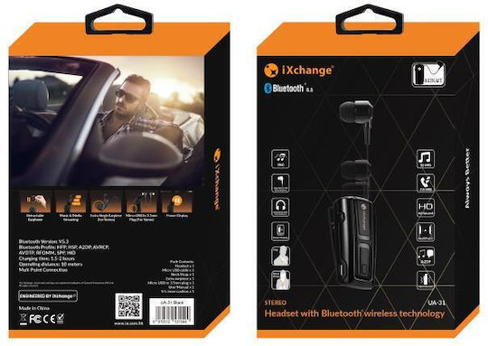 iXchange UA-31 In-ear Bluetooth Handsfree Cască Negru