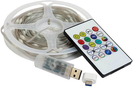 Lightex Wasserdicht Smart LED-Streifen USB 5V RGB Licht 10m mit Netzteil & Fernbedienung