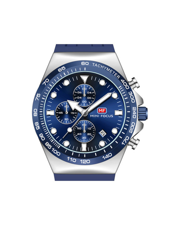 Mini Focus Herrenuhr 42.5mm Batterie mit Blau Kautschukarmband