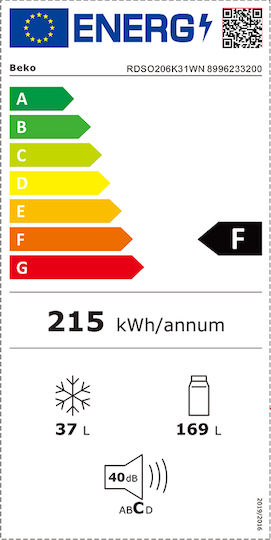 Beko Ψυγείο Δίπορτο 206lt Υ143xΠ54.5xΒ55.5εκ. Λευκό RDSO206K31WN