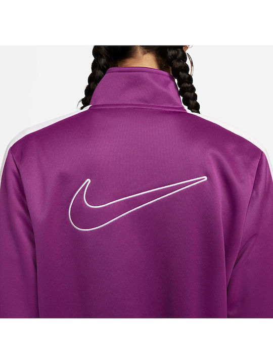 Sportswear Women's Cardigan with Zipper Bold Berry White