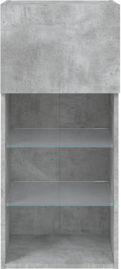 Wall Living Room Display Cabinet made of Particleboard with Glass & Lighting Grey 40.5x30x90cm