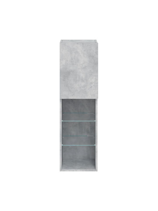 Wand Wohnzimmer Vitrine aus Spanplatte mit Glas & Beleuchtung Grey 30.5x30x102cm