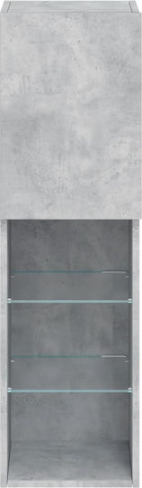 Wall Living Room Display Cabinet made of Particleboard with Glass & Lighting Grey 30.5x30x102cm