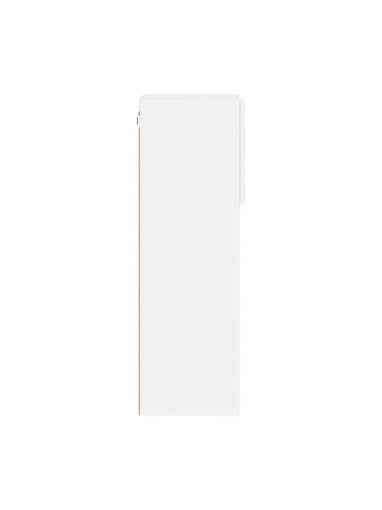 Wall Living Room Display Cabinet made of Particleboard with Glass & Lighting White 40.5x30x90cm