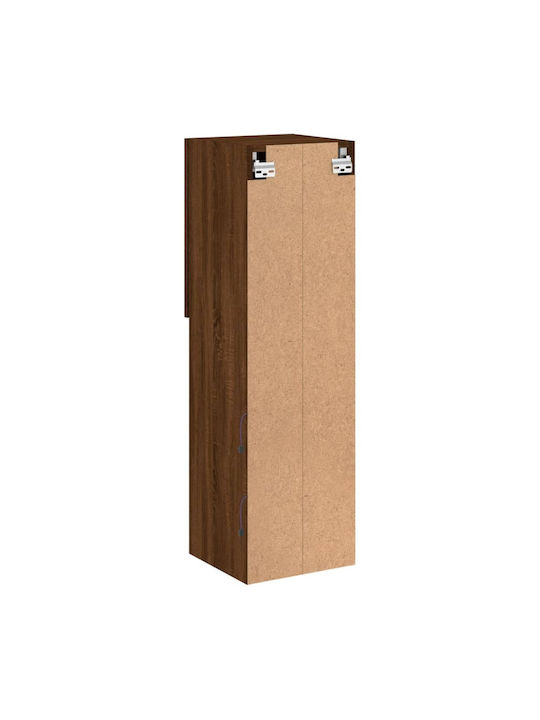 Wall Living Room Display Cabinet made of Particleboard with Glass & Lighting Coffee 30.5x30x102cm