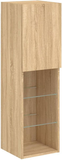 Wall-Mounted Living Room Cabinet made of Particle Board with Lighting Brown 30.5x30x102cm