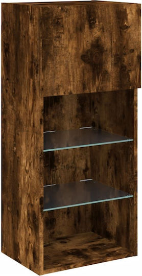 Wall-Mounted Living Room Cabinet made of Particle Board with Lighting Brown 40.5x30x90cm