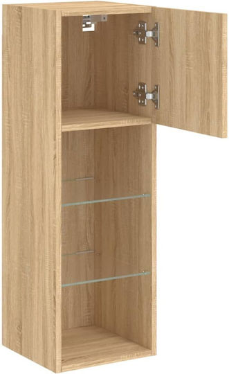 Hängeschrank Wohnzimmer aus Spanplatte mit Beleuchtung Braune 30.5x30x90cm
