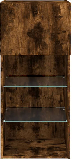 Wall-Mounted Living Room Cabinet made of Particle Board with Lighting Brown 40.5x30x90cm