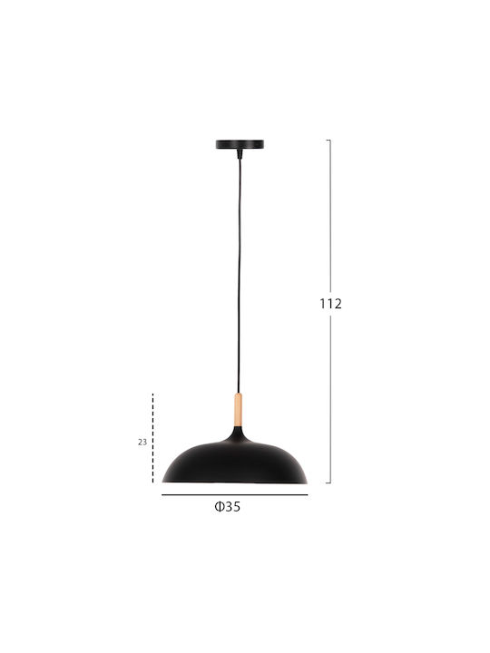 HomeMarkt Pendant Light Black with Socket E27 35x35cm