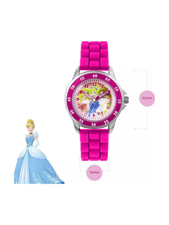Disney Kinder-Analoguhr Princess mit Kautschuk/Plastikarmband Fuchsie