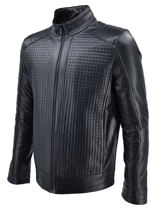 Δερμάτινο Χειμωνιάτικο Μπουφάν Μαύρο (BLACK)