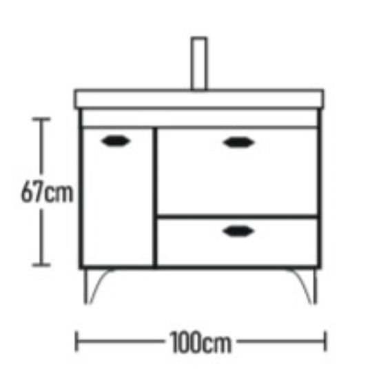 Chrisart Countertop with Sink & Mirror L100xW49xH69cm Hick Beton