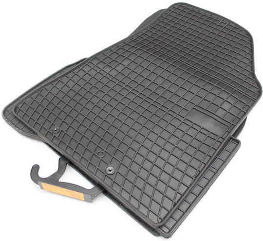 Refref Set of Front and Rear Mats 4pcs Tray Type for Kia Niro 2014+ Black