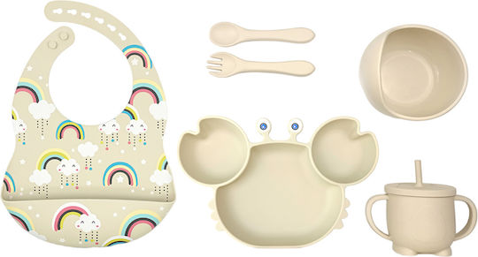 Queen Mother Feeding Set Crab made of Silicone with Non-Slip Base Blue 6pcs for 6+ months