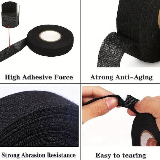 Self-Adhesive Fabric Tape Black 19mmx25m 1pcs