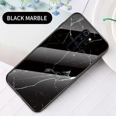 Xiaomi Redmi Note 8 Pro OEM Design Marble Tempered Glass Back Cover TPU Case Black