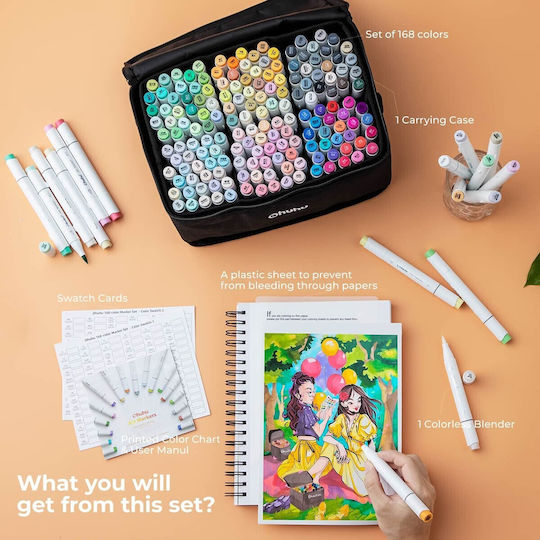 Ohuhu Honolulu B Drawing Markers with Double Tip Set 120 Colours