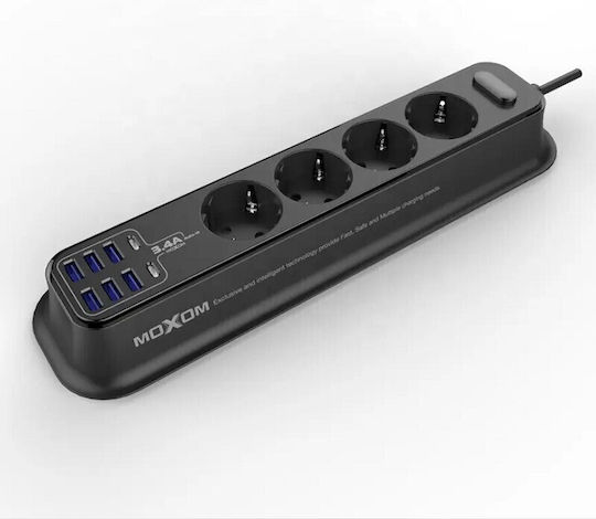 Power Strip with Surge Protection 4 Positions with 6 USB-A, 2 USB-C and Switch