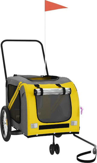 vidaXL Dog Carrying Yellow Bicycle Trailer for 45kg Pets L134xW72xH68cm