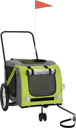 vidaXL Dog Carrying Green Bicycle Trailer for 45kg Pets L134xW72xH68cm