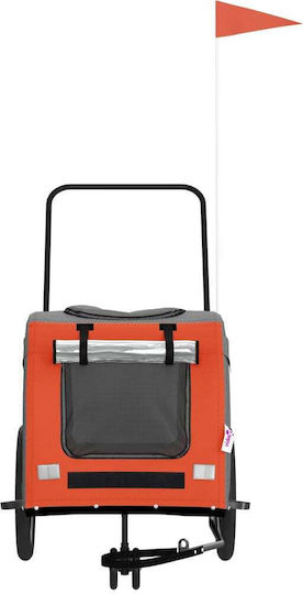 vidaXL Remorcă bicicletă pentru transport câine până la 45kg Portocaliu M121xL65xA63cm.