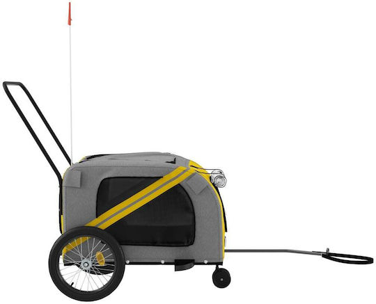 vidaXL Dog Carrying Yellow Bicycle Trailer for 45kg Pets L134xW72xH68cm