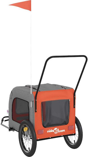 vidaXL Remorcă bicicletă pentru transport câine până la 45kg Portocaliu M121xL65xA63cm.