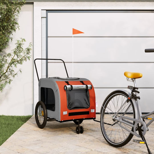 vidaXL Dog Carrying Orange Bicycle Trailer for 45kg Pets L134xW73xH68cm