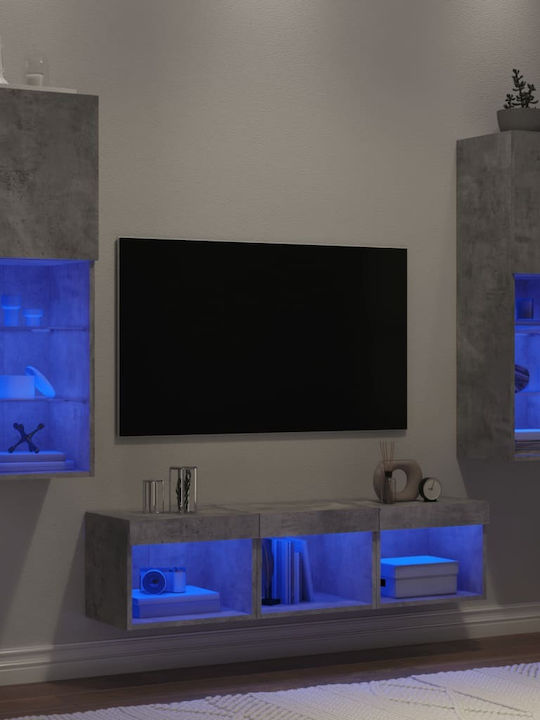 Wohnzimmer TV-Einheit Grey mit Beleuchtung L120xB30xH150cm
