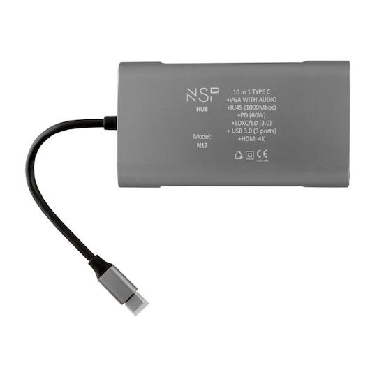 NSP N17 USB-C Docking Station with HDMI 4K PD Ethernet Gray