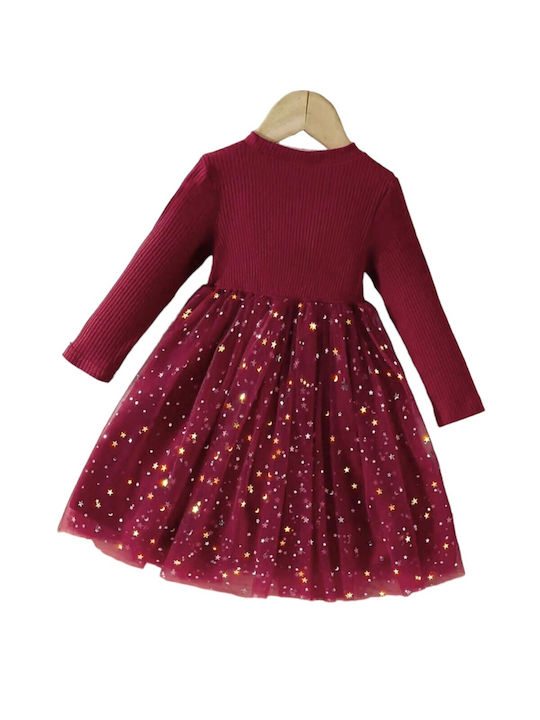 TakTakBaby Rochie pentru Copii Din Tulle Cu dungi Bordeaux