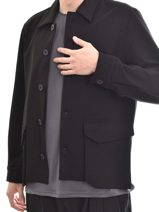 Дълъг Ръкав Overshirt Широка Кройка Черен