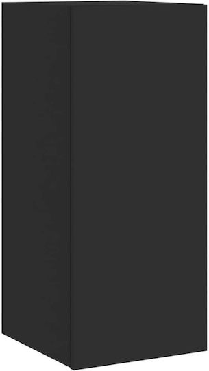 Dulap Suspendat pentru Sufragerie din Placă Aglomerată Neagră cu Iluminare LED 30.5x35x70cm