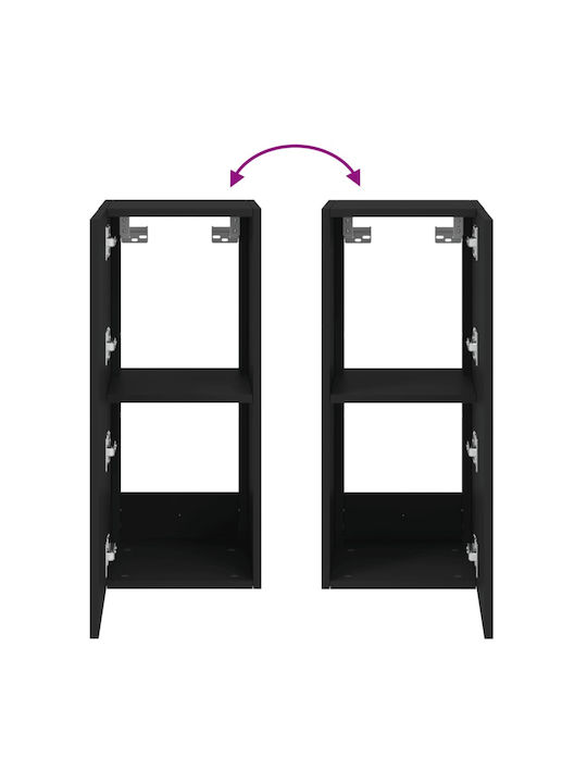 Cabinet Perete cu LED Negru 30.5x35x70cm