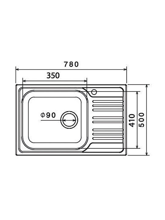 Donau DE 172 225-172DE06#IN Drop-In Sink Inox Matte W78xD50cm Silver