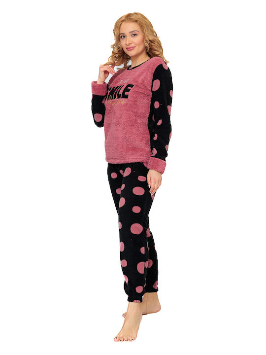 SNC Homewear Winter Damen Pyjama-Set Vlies Flieder