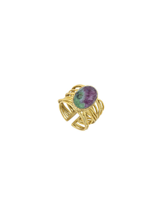 ANO by ARTE Women's Ring with Stones from Silver Gold Plated